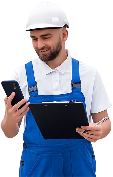 Engenheiro usando smartphone